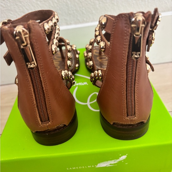 New in Box Sam Edelman Estella Sandal in Cognac Leather - Picture 6 of 9